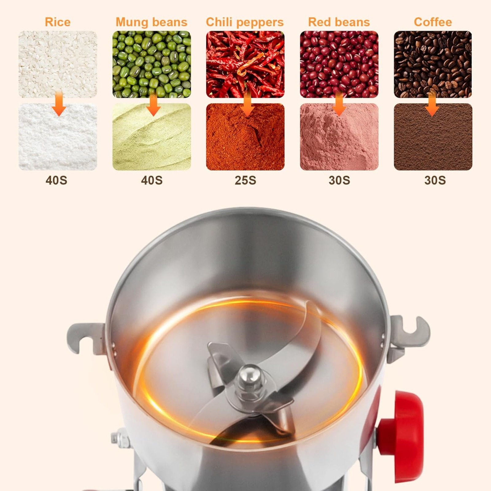 Grain Mill Grinder - 3600W High Speed Commercial Electric Grain