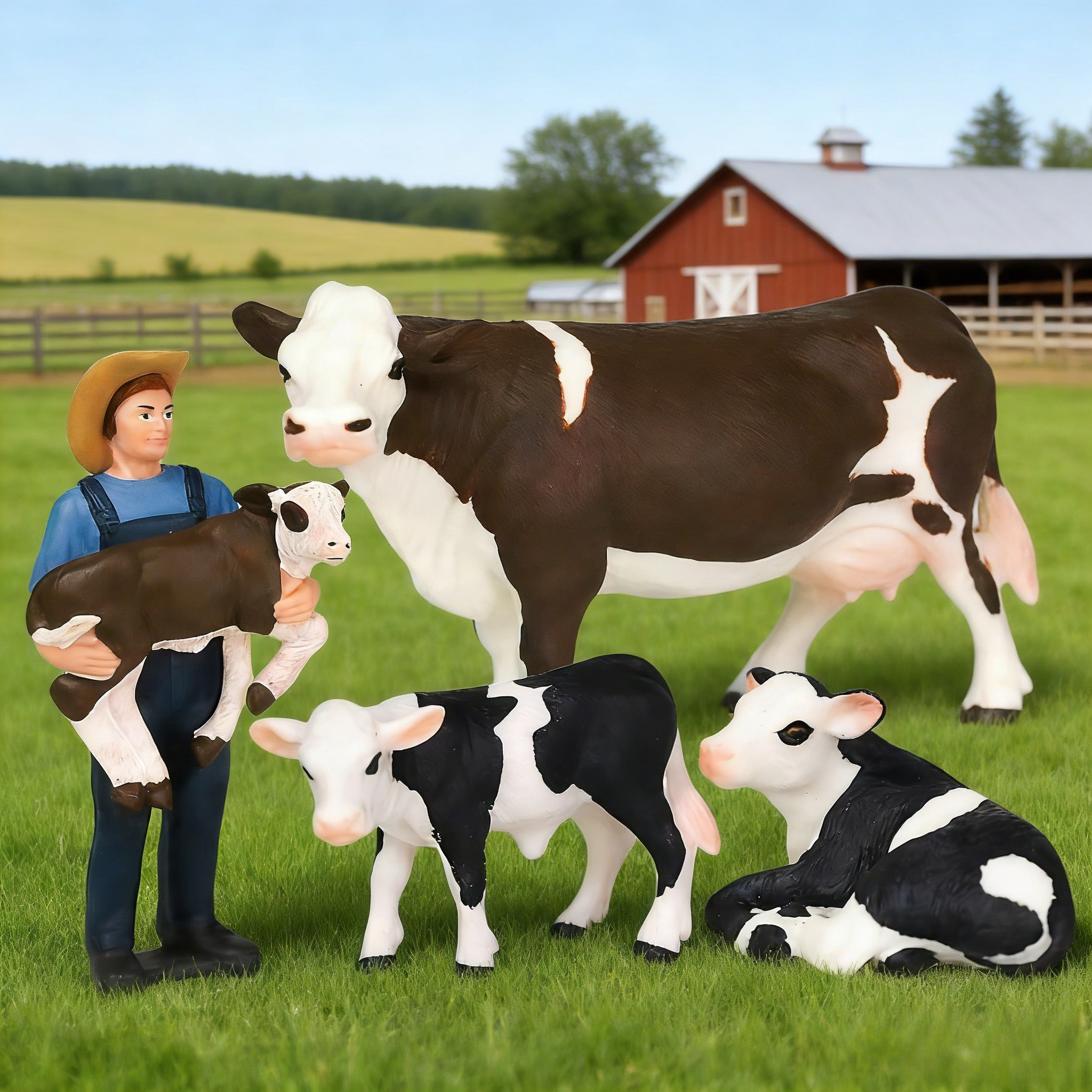 Agriculture Farming Education - Farm Farmer And Cow Model Set