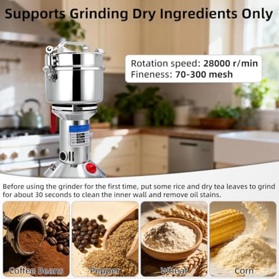 750g Grain Mill Grinder, 2000W - مراجعة Grain Mill Grinder وسعره